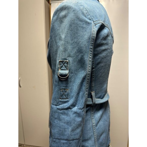 Vintage L’Avion Denim Belted Blazer Jacket Rolled Sleeves Aviator Western Small - Picture 5 of 12